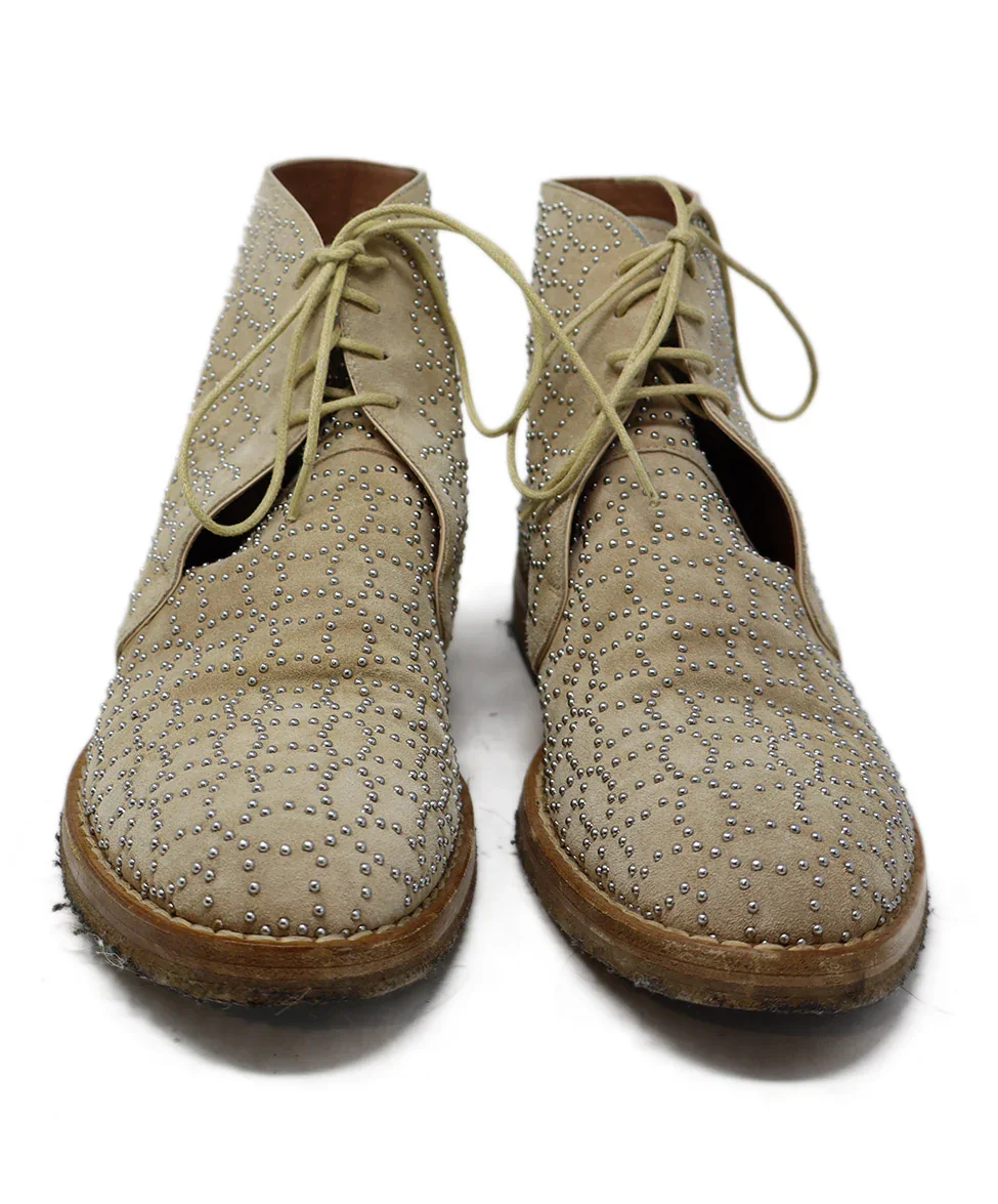 Alaia Beige Suede Studded Booties sz 11 - Image 4