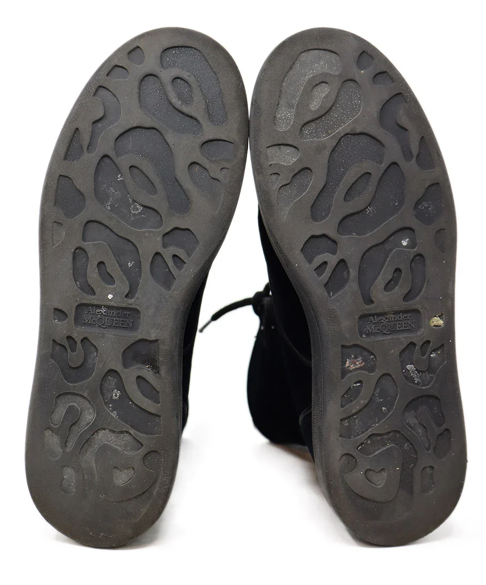 Alexander McQueen Black Velvet Lace Up Booties sz 7 - Image 5