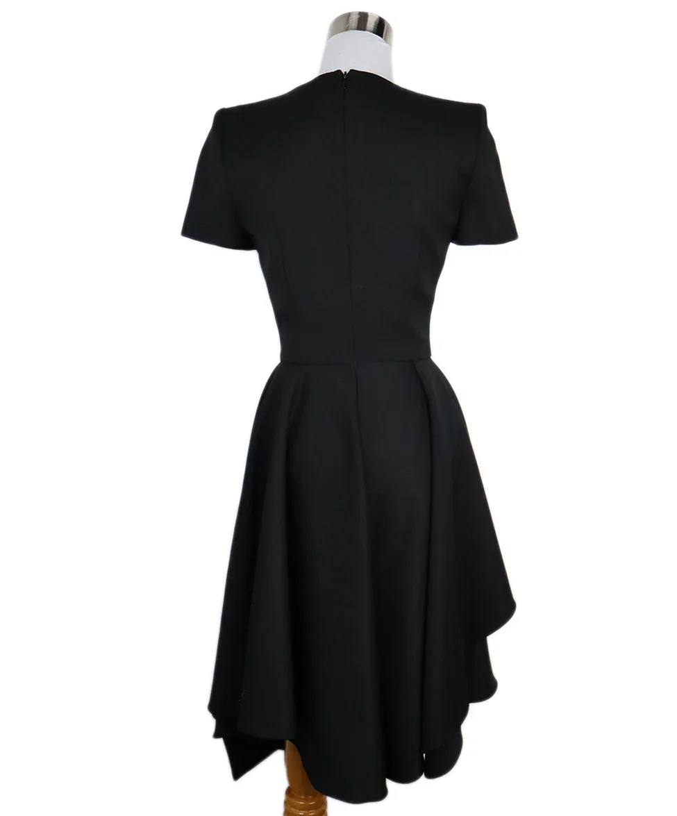 Alexander McQueen Black Wool Short Sleeve Dress sz 2 - Image 3