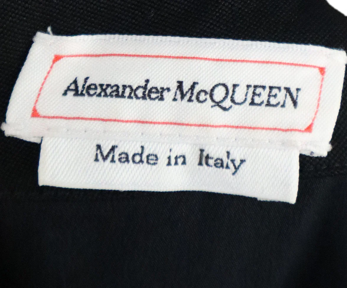 Alexander McQueen Black Wool Short Sleeve Dress sz 2 - Image 4