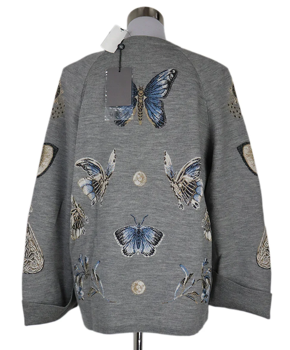 Alexander McQueen Grey Butterfly Print Sweater sz 8 - Image 3