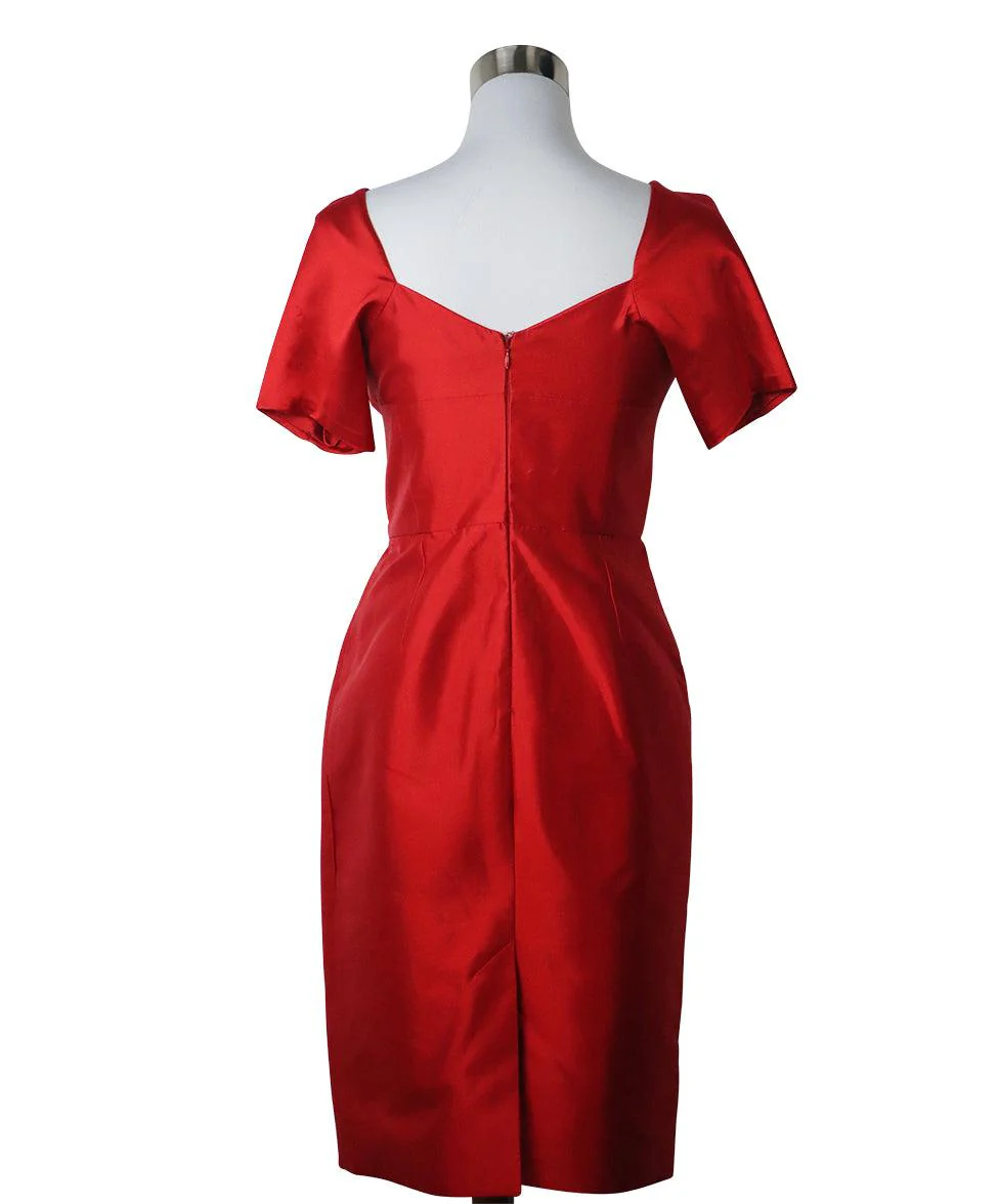 Alexander McQueen Red Silk Dress sz 6 - Image 3