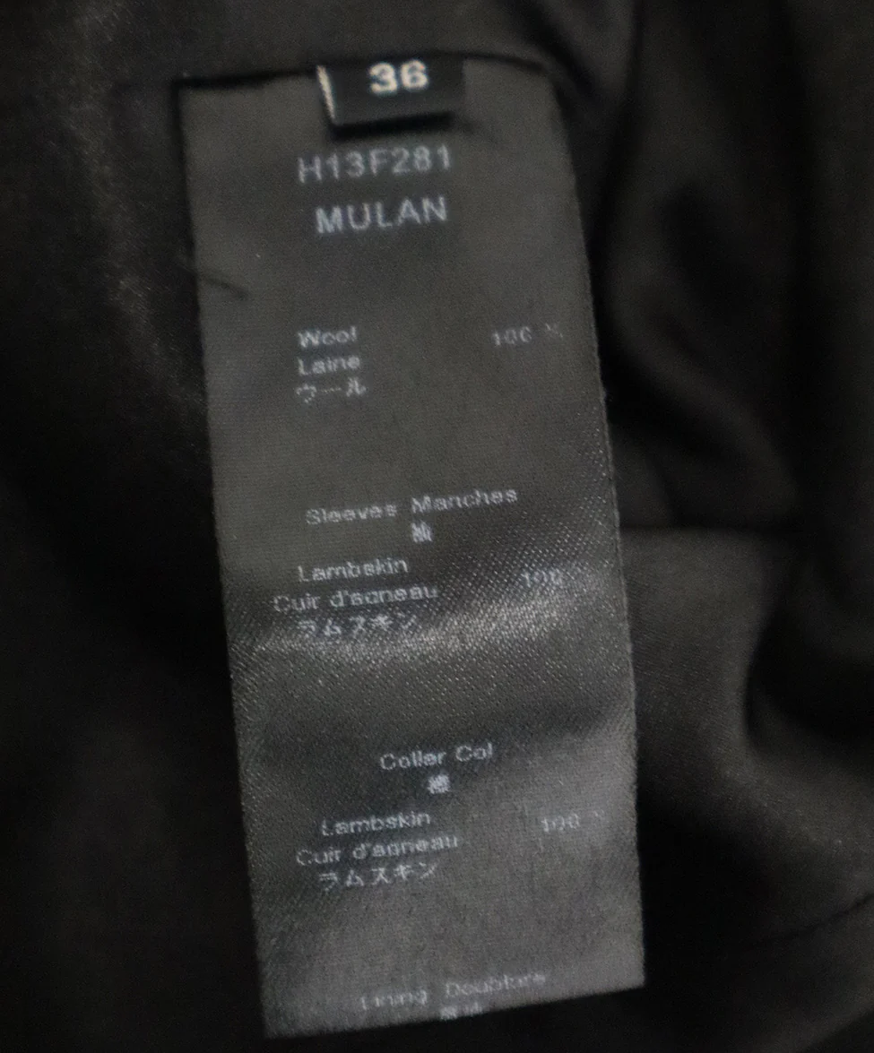 Anne Fontaine Black Leather Wool Jacket sz 0 - Image 4