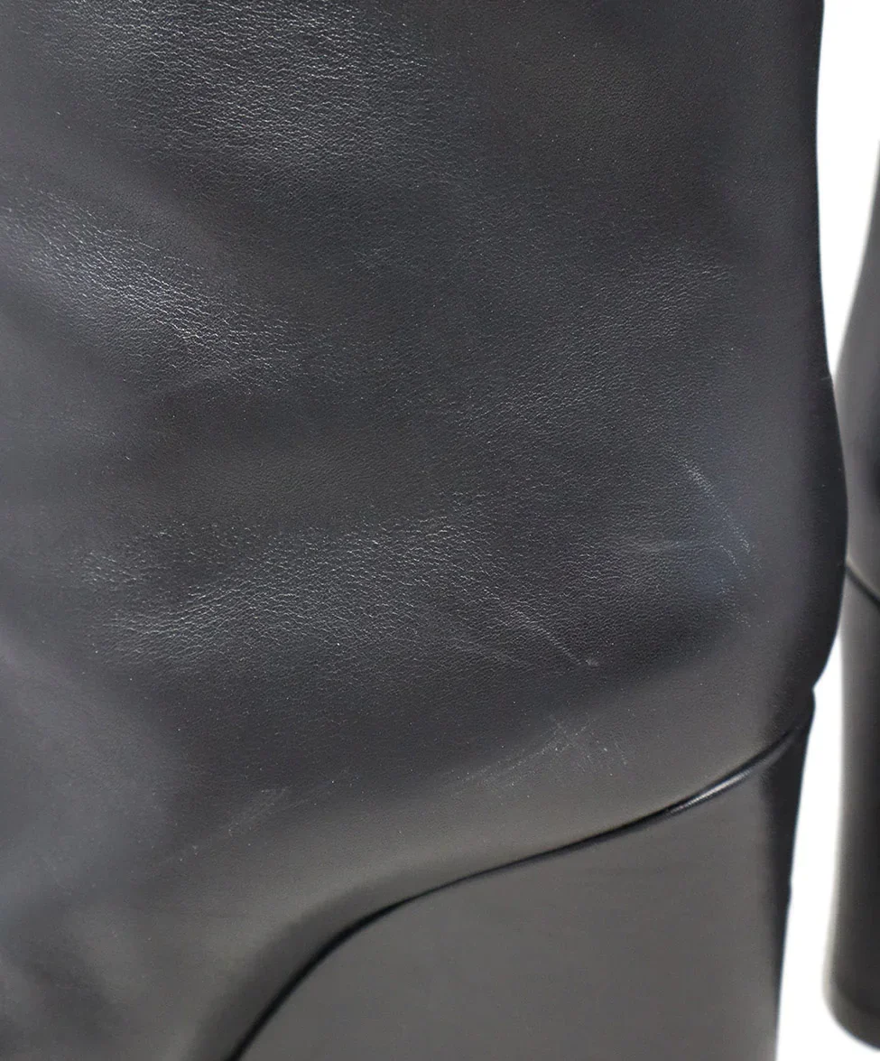 Balenciaga Black Leather Buckle Wedge Boots sz 9 - Image 6