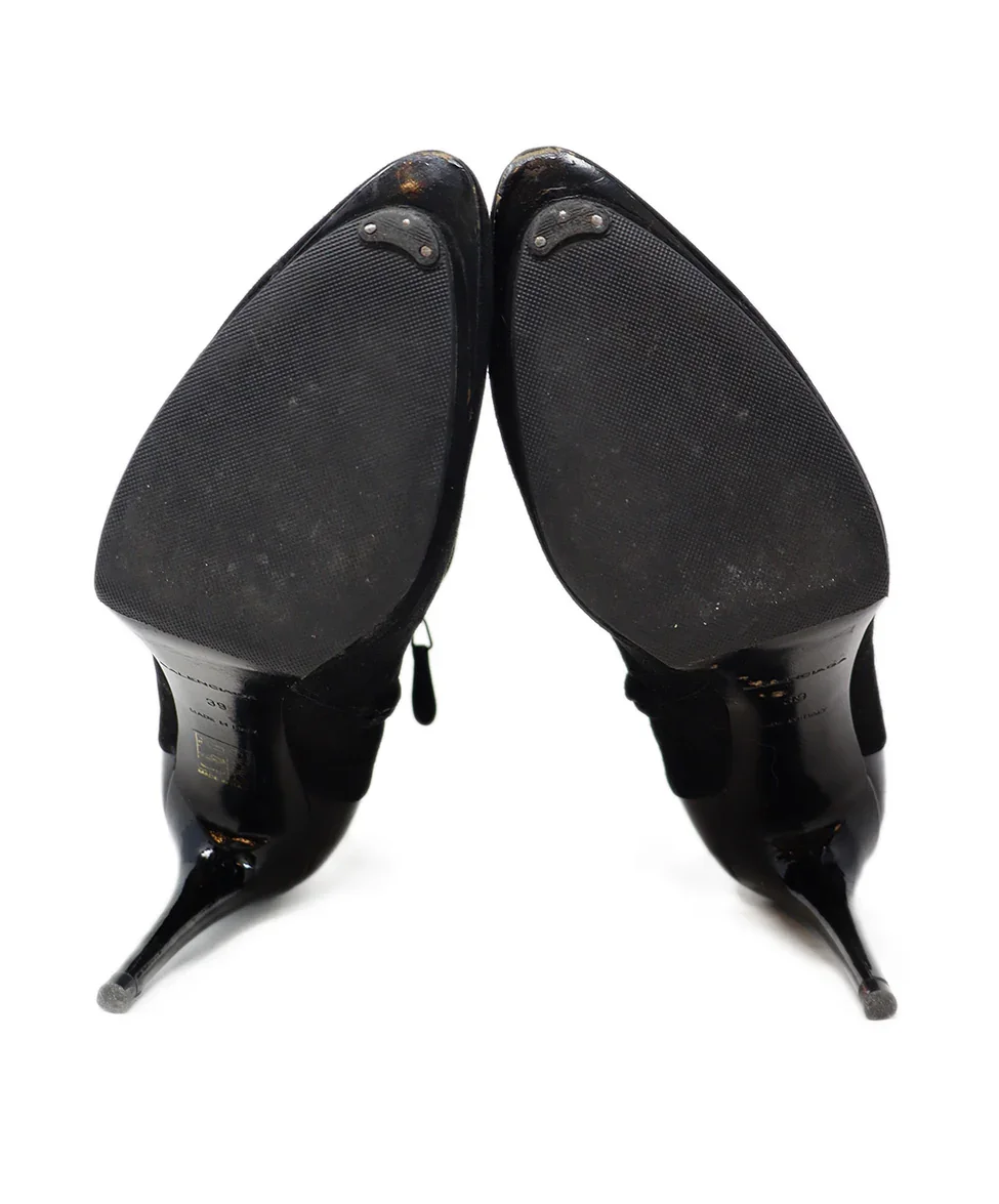 Balenciaga Black Suede & Patent Leather Booties sz 9 - Image 5