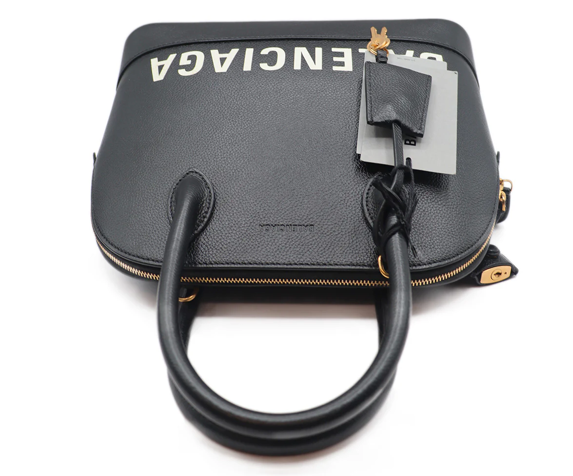 Balenciaga Black & White Leather Handbag - Image 5