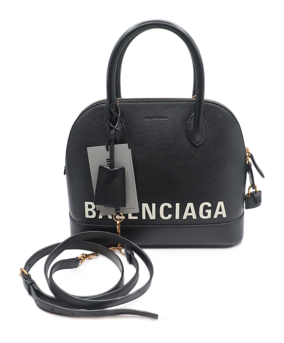 Balenciaga Black & White Leather Handbag - Image 6