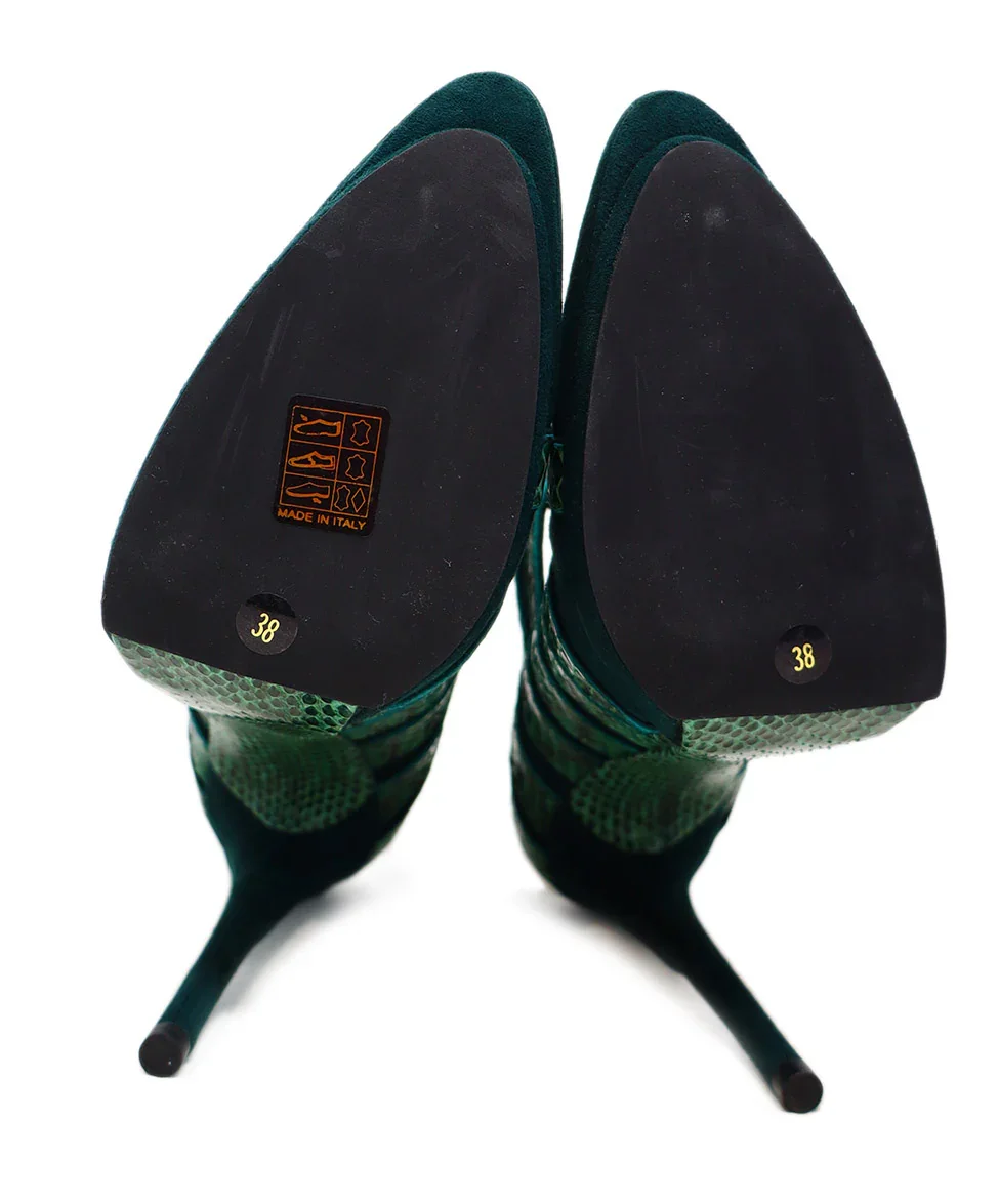 Balenciaga Green Snakeskin & Suede Heels sz 8 - Image 5