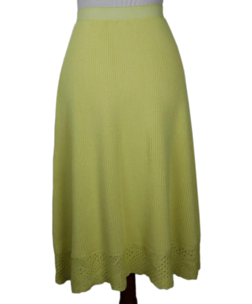 Balenciaga Neon Yellow Knit Skirt sz 6 - Image 3