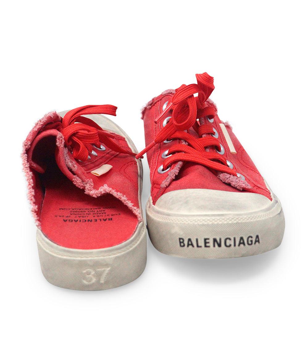 Balenciaga Red Canvas Sneakers sz 7 - Image 3