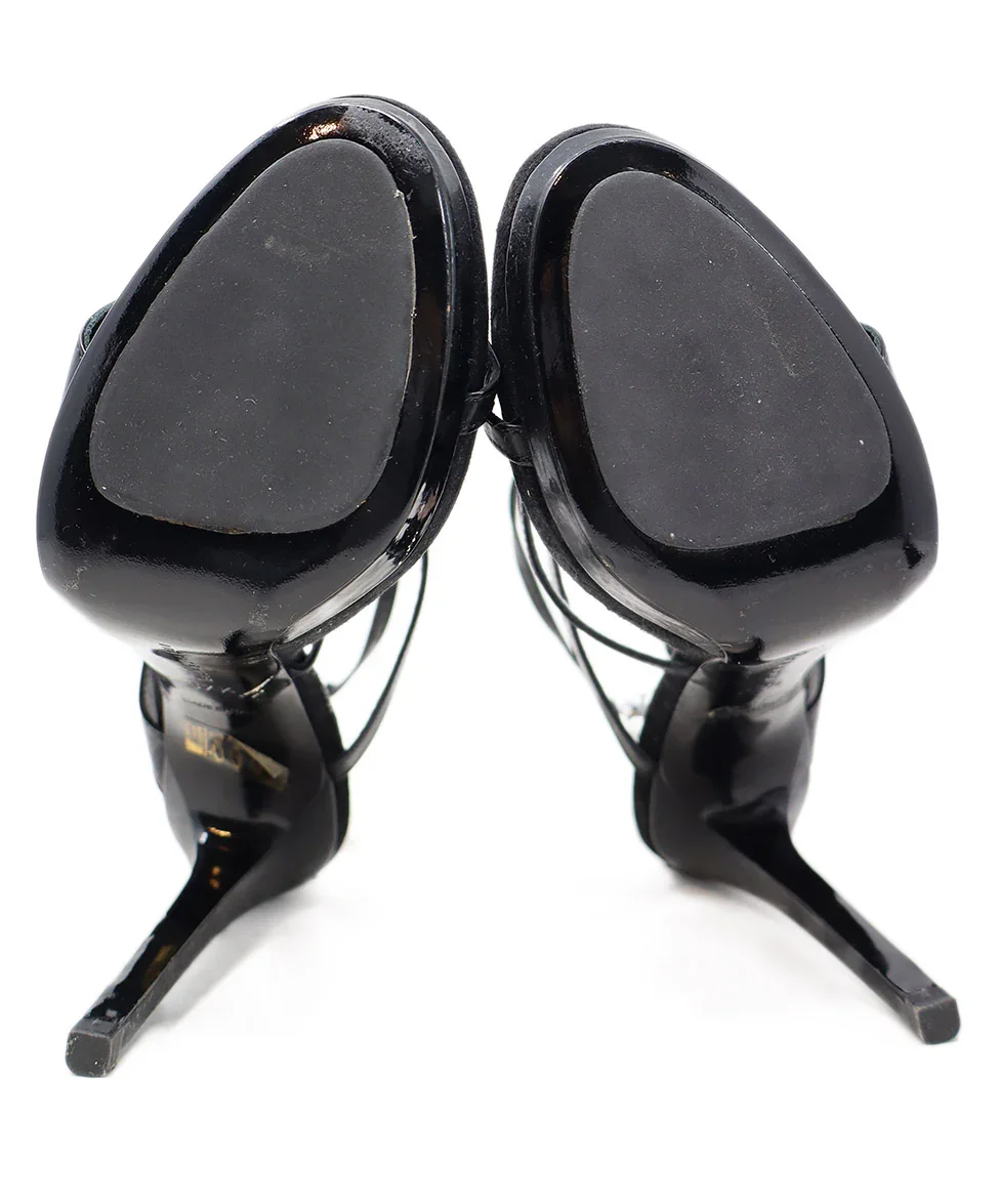 Barbara Bui Black Leather & Suede Strappy Heels sz 7.5 - Image 5