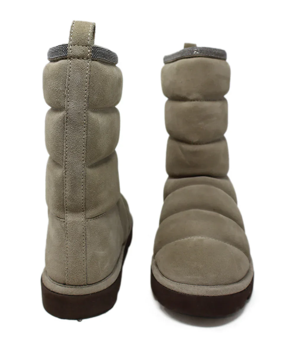 Brunello Cucinelli Taupe Suede Quilted Booties sz 7 - Image 3