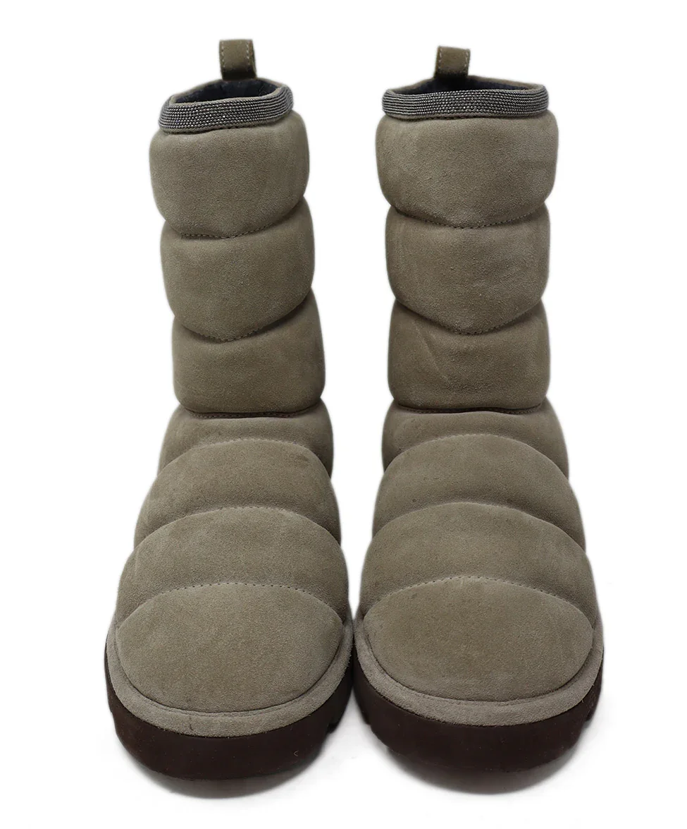 Brunello Cucinelli Taupe Suede Quilted Booties sz 7 - Image 4