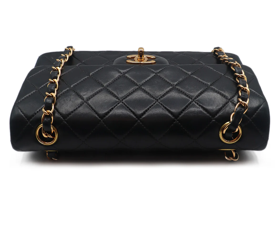 Chanel Black Leather Small Classic Flap Shoulder Bag - Image 5