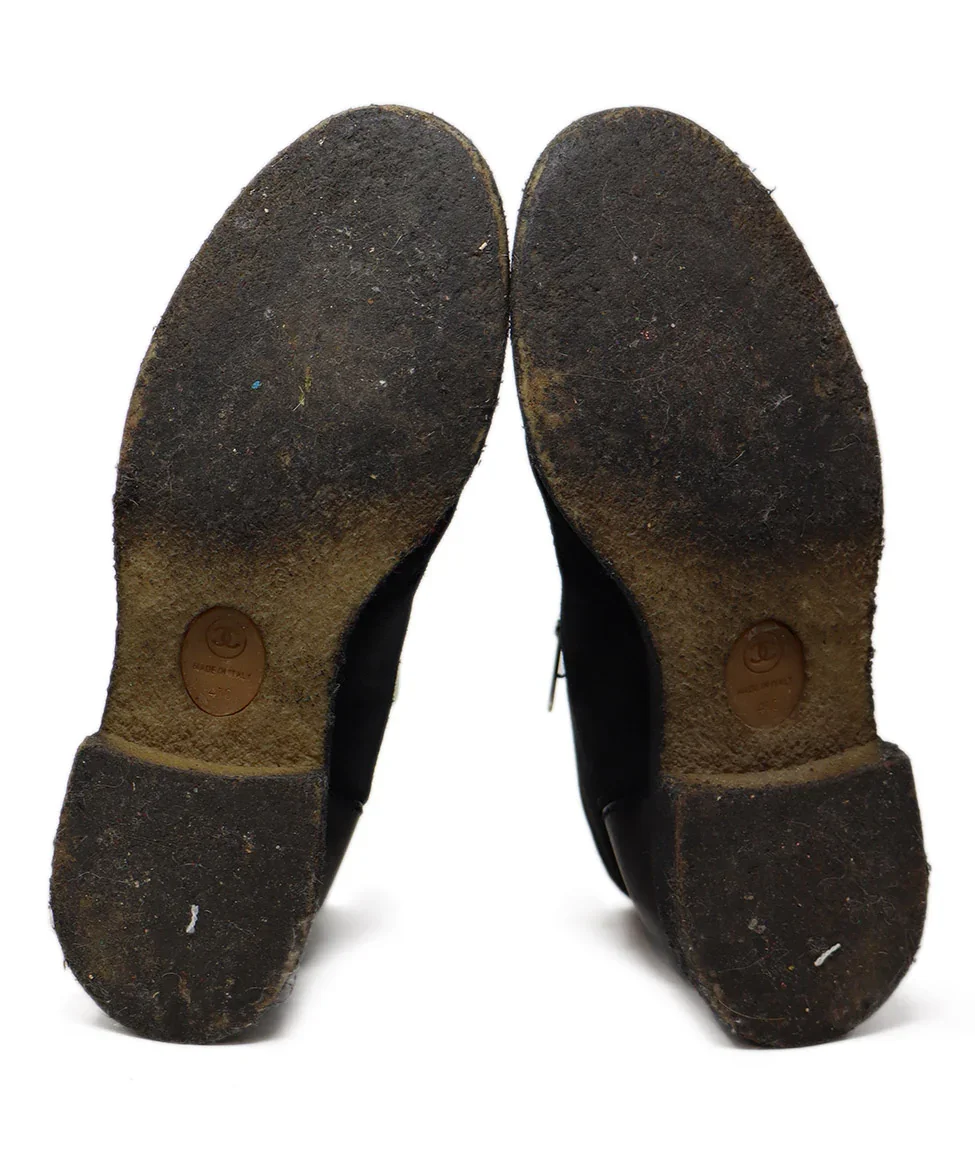 Chanel Black Suede Leather Zipper Booties sz 11 - Image 5