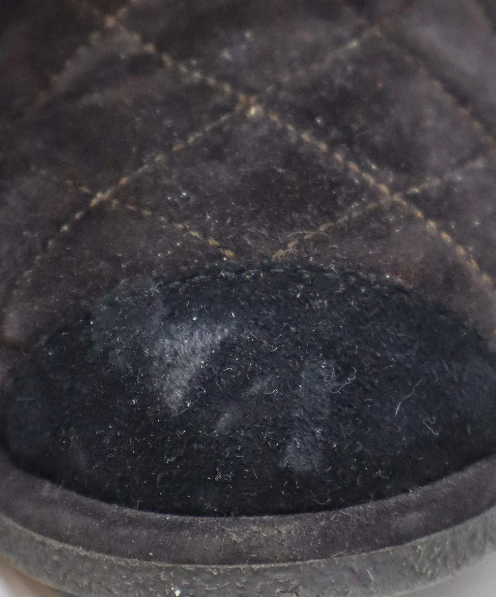 Chanel Brown Suede & Shearling Stitched Booties sz 7 - Image 6