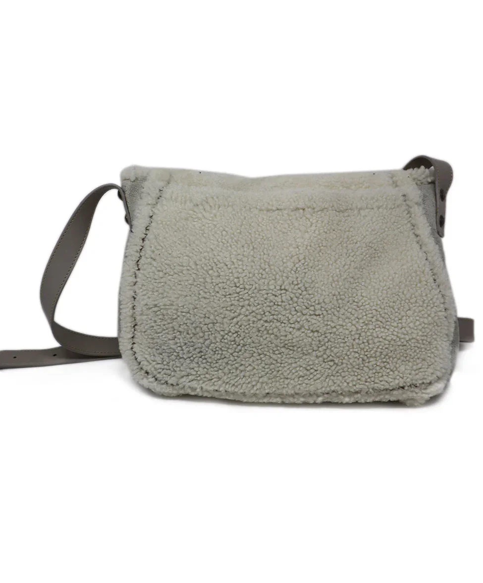 Chanel Grey Suede & White Shearling Crossbody - Image 3