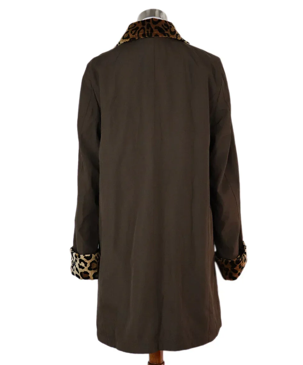 Dennis Basso Reversible Leopard Print Coat sz 12 - Image 3