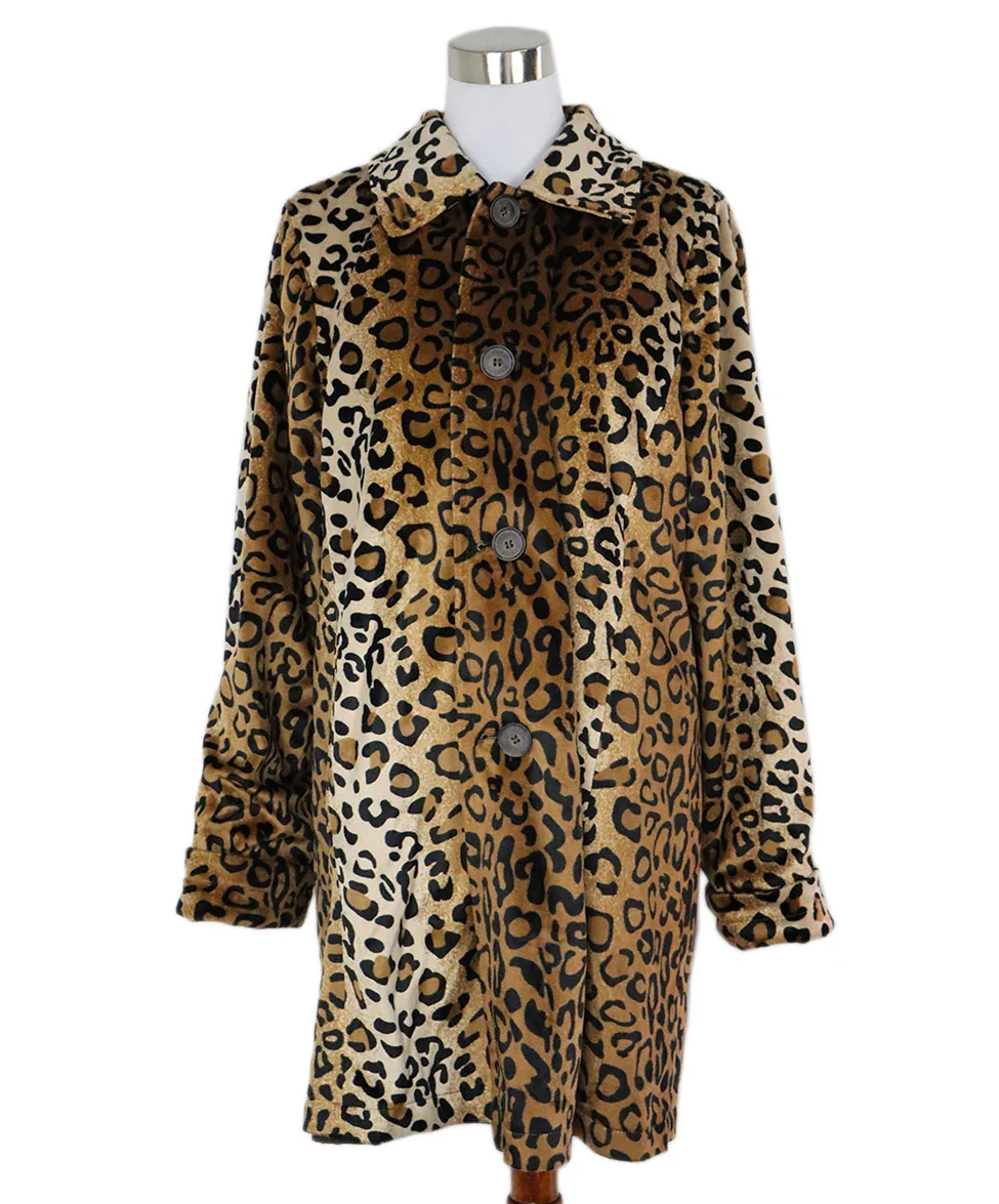 Dennis Basso Reversible Leopard Print Coat sz 12 - Image 4
