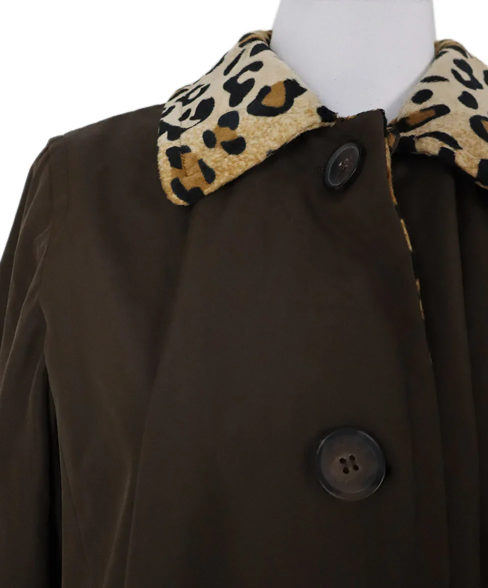 Dennis Basso Reversible Leopard Print Coat sz 12 - Image 8