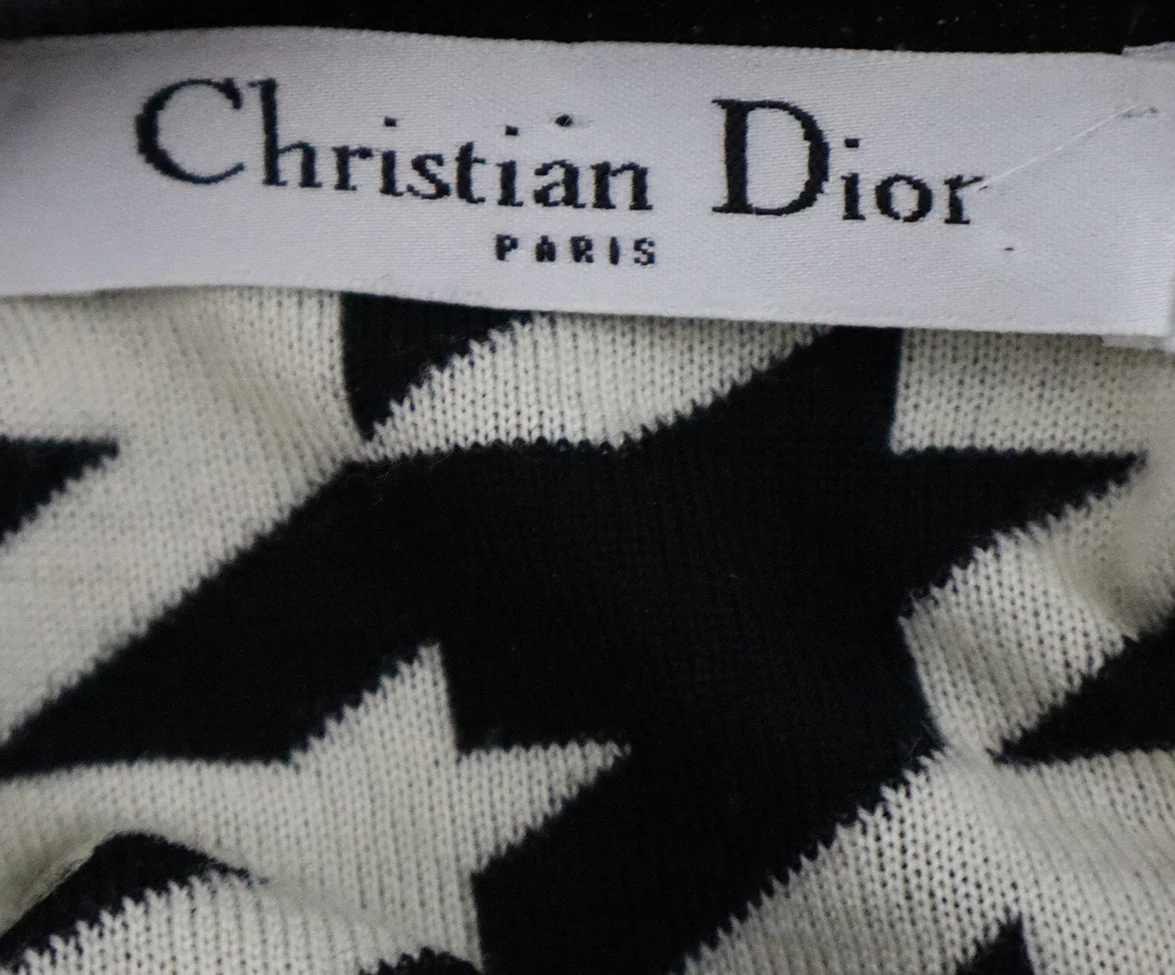 Dior Black and White Houndstooth Wool Sweater Dress sz 10 - Image 4