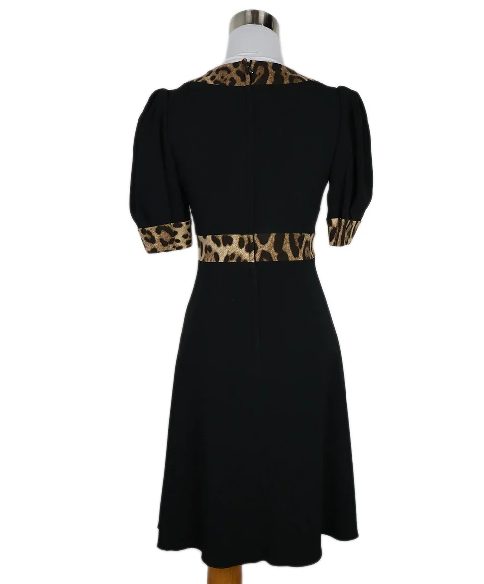 Dolce & Gabbana Black Leopard Print Dress sz 0 - Image 3