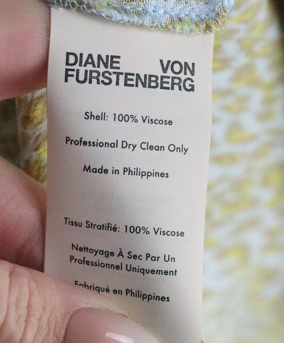 DVF Yellow & Blue Leopard Print Blouse sz 10 - Image 5