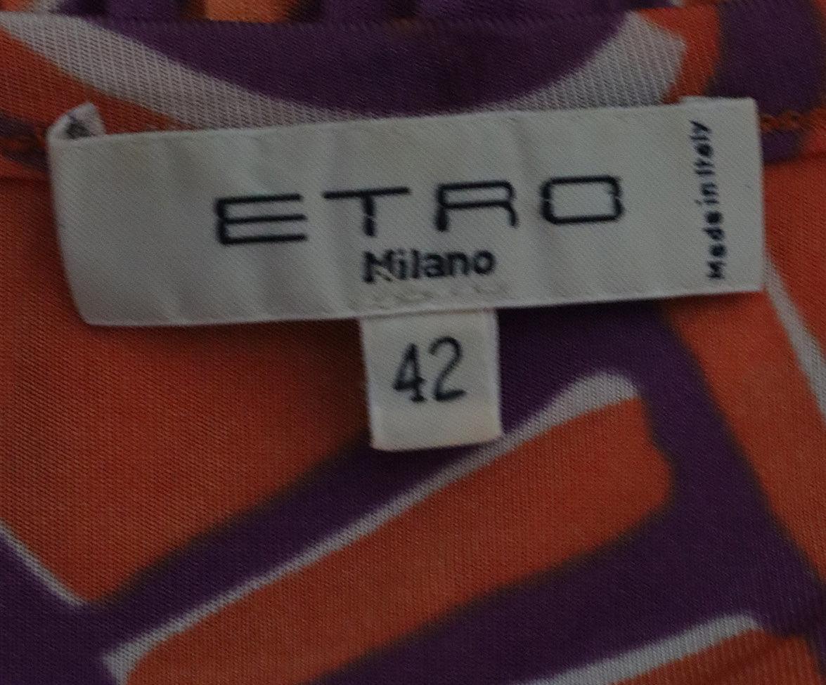 Etro Orange & Purple Pleated Top sz 6 - Image 4