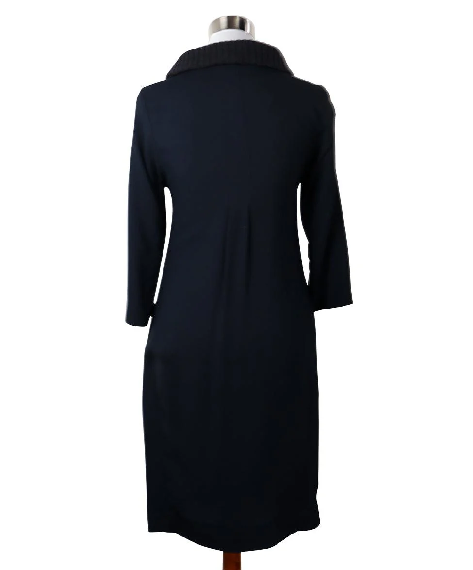 Fabiana Filippi Navy Silk & Grey Knit Dress sz 4 - Image 3