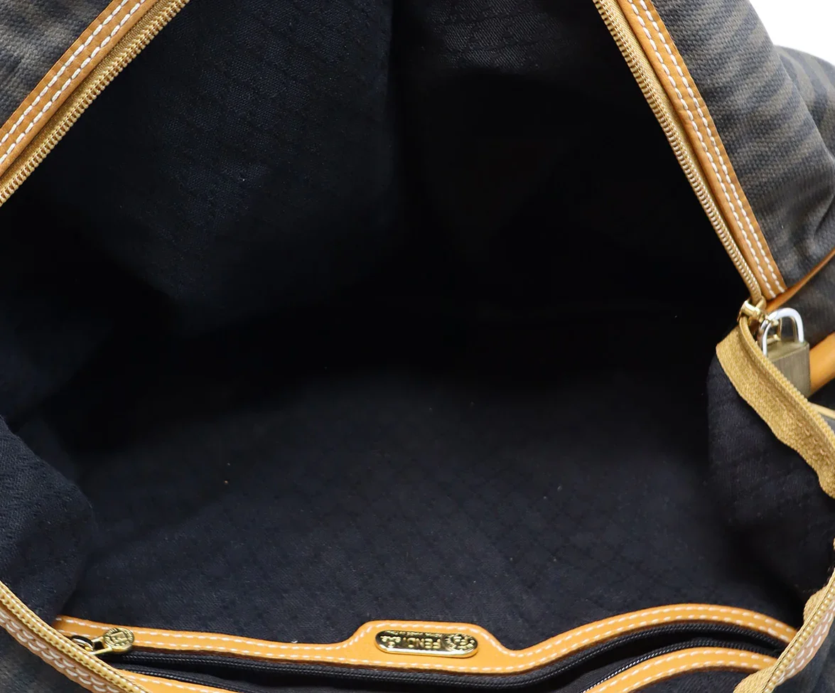 Fendi Brown & Black Striped Luggage Tote - Image 6
