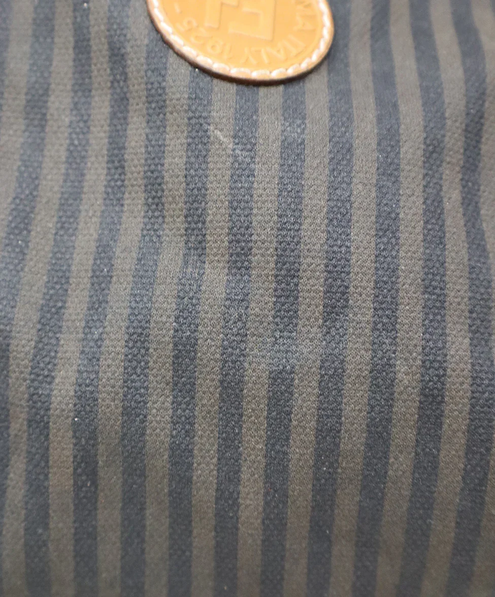 Fendi Brown & Black Striped Luggage Tote - Image 9