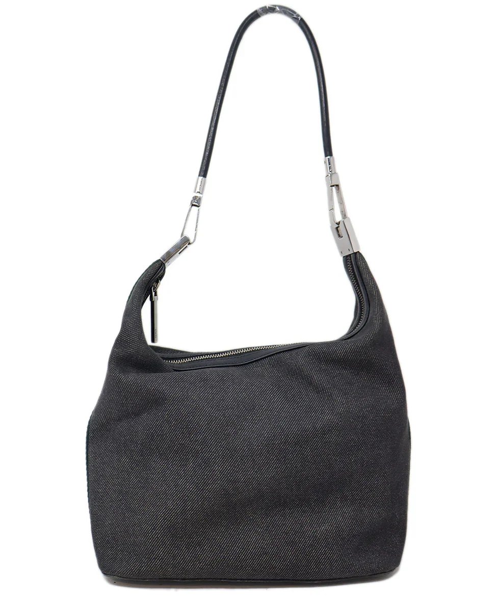 Gucci Black Denim Sherry Stripe Shoulder Bag - Image 3