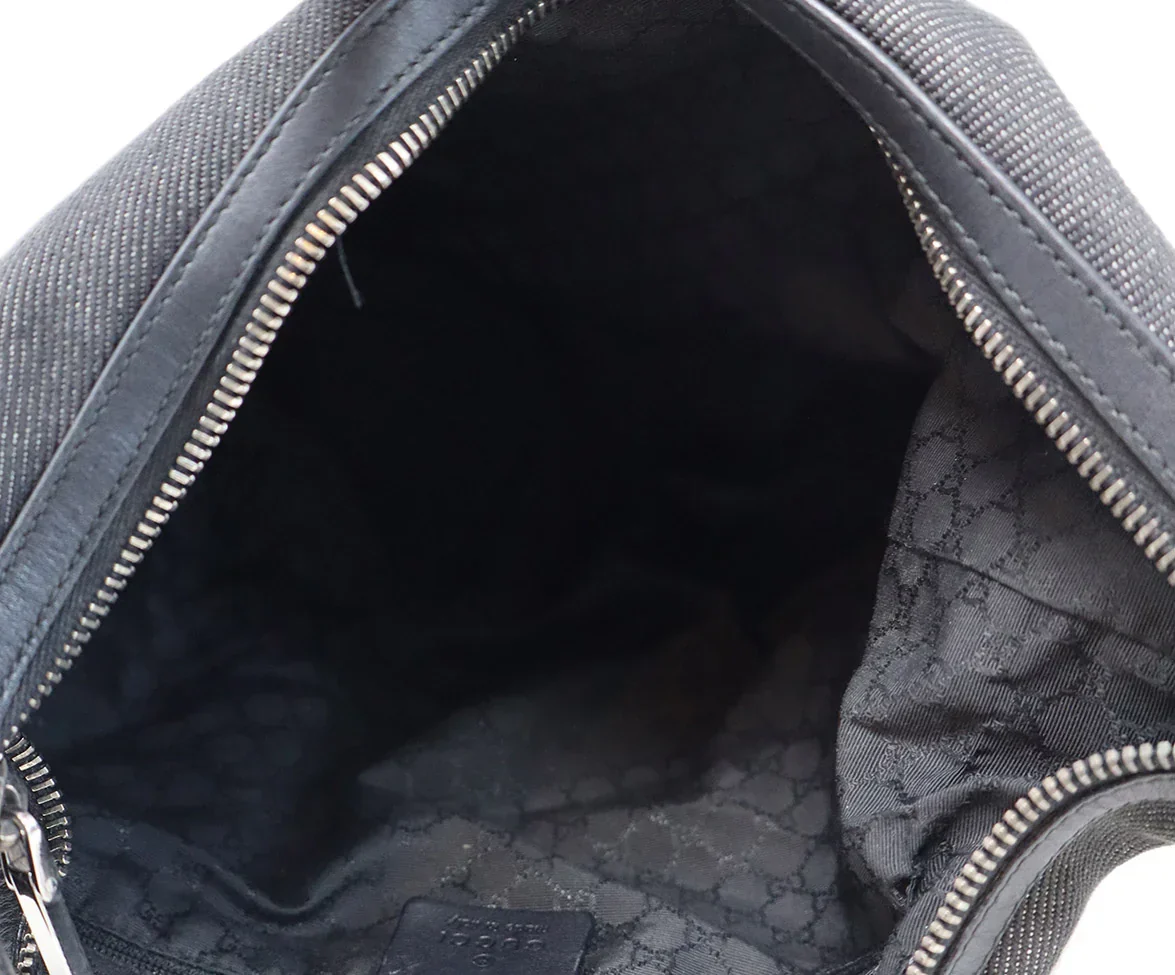 Gucci Black Denim Sherry Stripe Shoulder Bag - Image 7