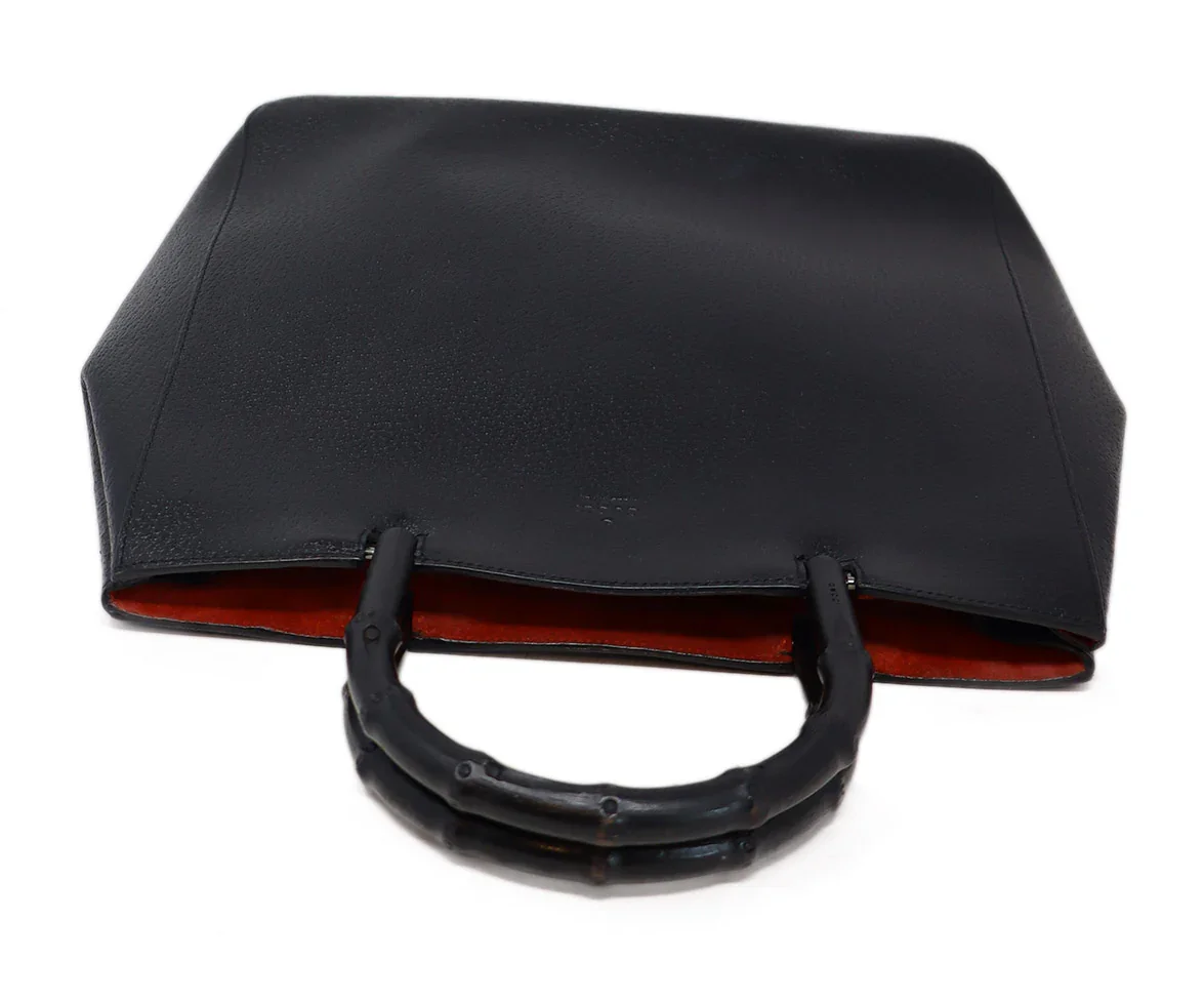 Gucci Black Leather Bamboo Handle Bag - Image 5