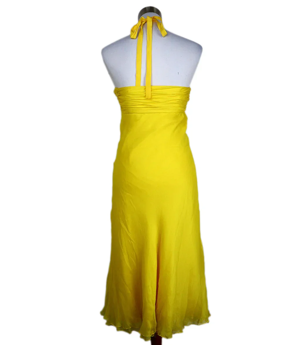 Ralph Lauren Yellow Silk Halter Dress sz 8 - Image 3