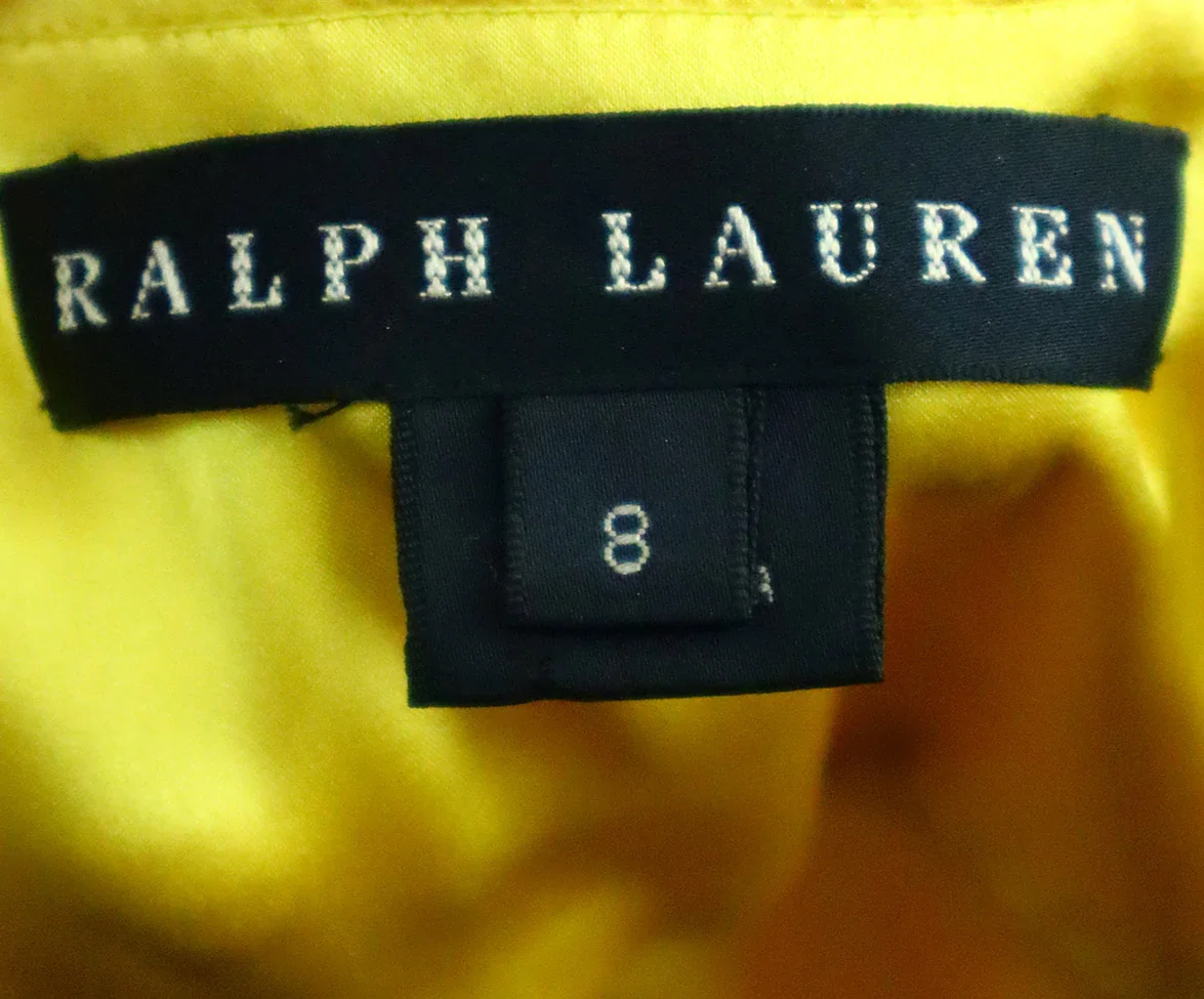 Ralph Lauren Yellow Silk Halter Dress sz 8 - Image 4