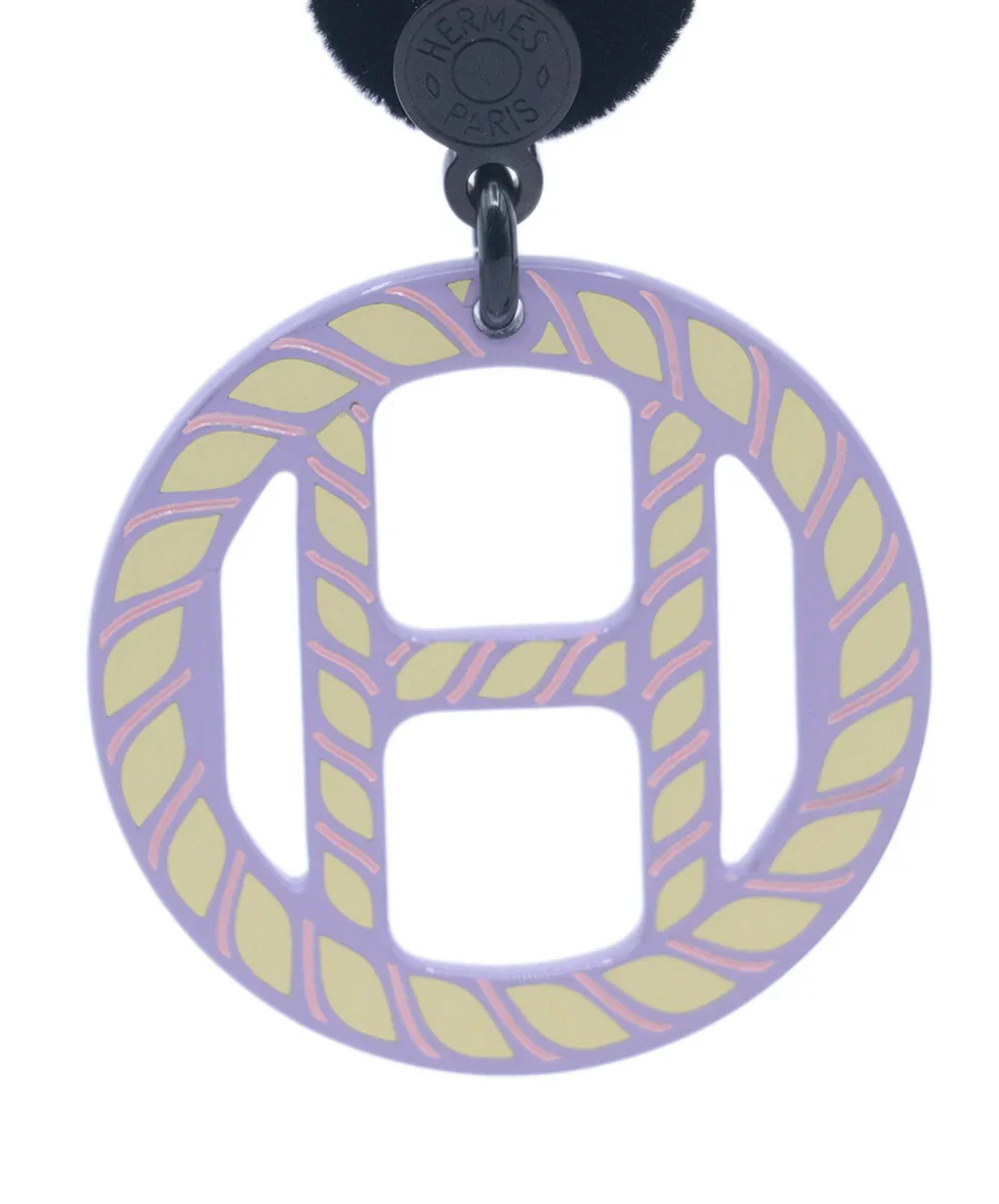 Hermes Yellow & Lavender Horn H Equipe Earrings - Image 5