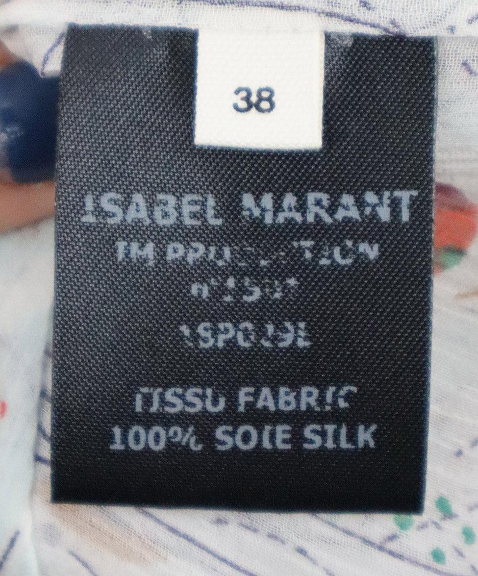 Isabel Marant White Print Silk Top sz 4 - Image 5