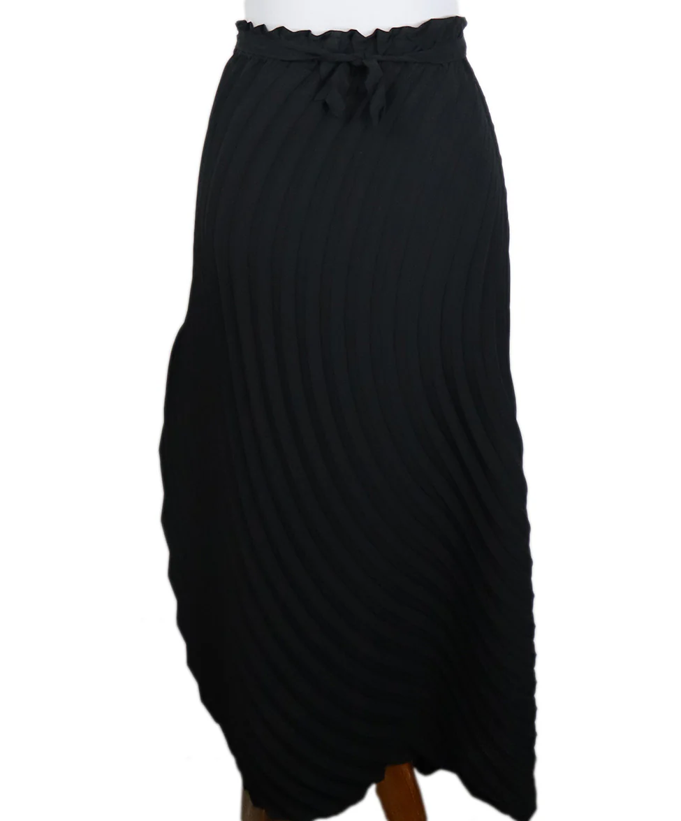 Issey Miyake Black Long Pleated Polyester Skirt sz 2 - Image 3