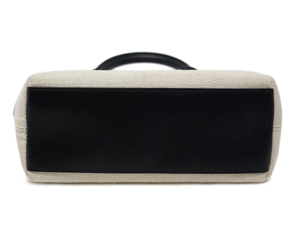 Jil Sander Beige Canvas & Black Leather Handbag - Image 4