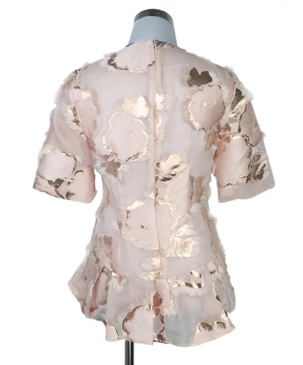 Lela Rose Pink & Rose Gold Blouse sz 0 - Image 3