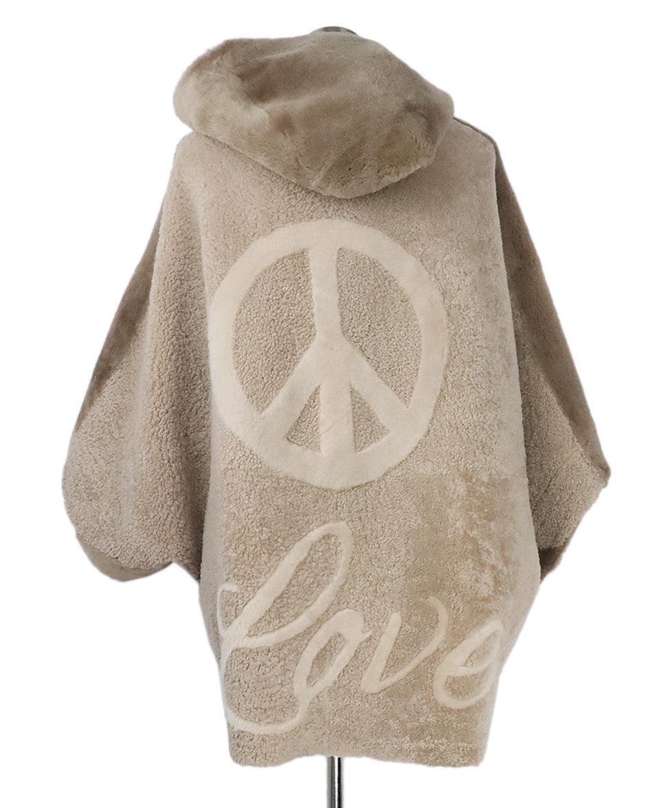 Lou Andrea Beige Shearling Coat sz 4 - Image 3