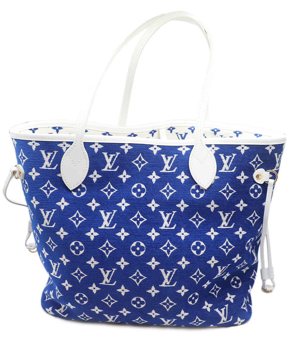 Louis Vuitton Blue & White Jacquard Veet Tote - Image 3