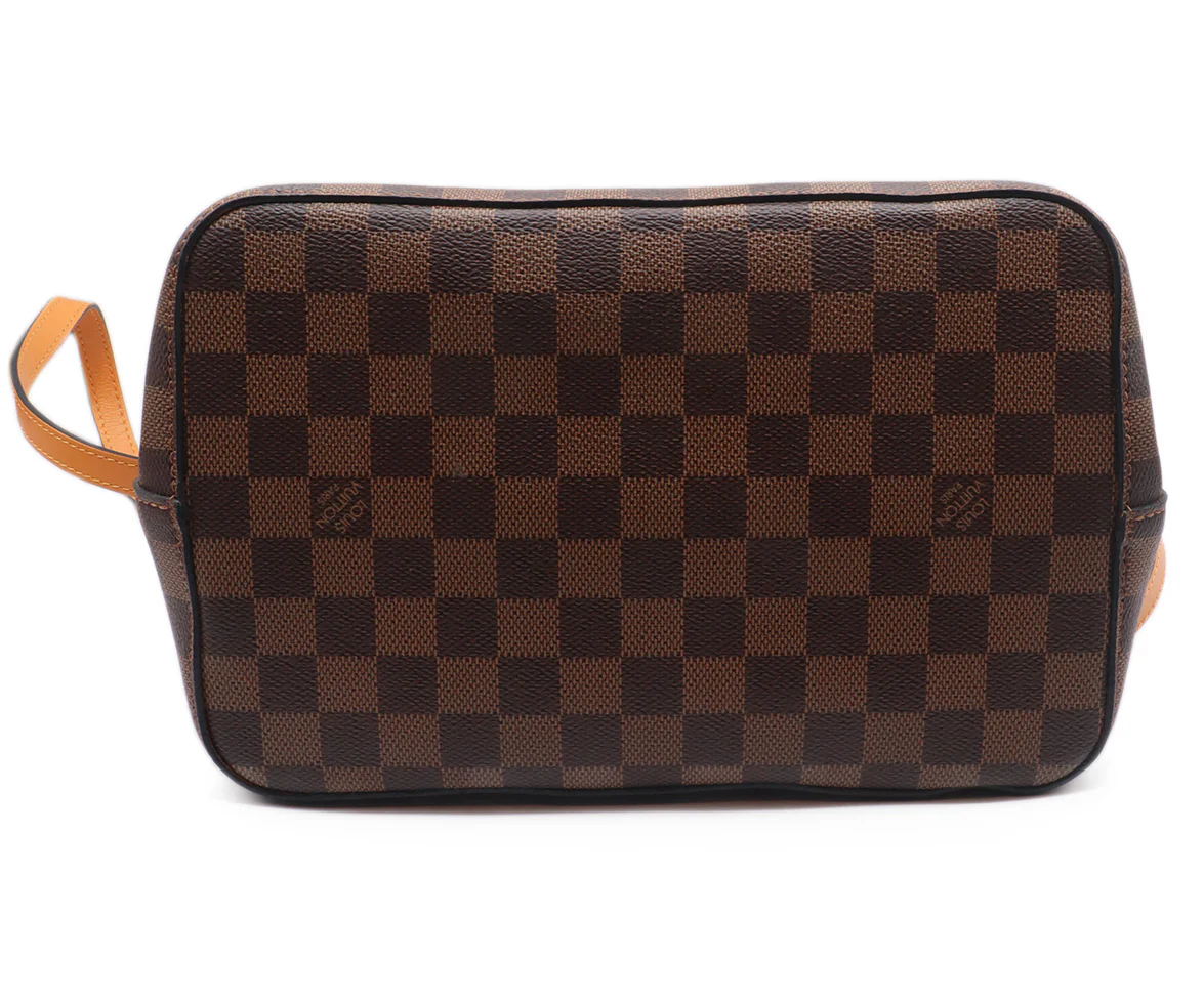 Louis Vuitton Leather Brown Tan & Monogram Drawstring Handbag - Image 4