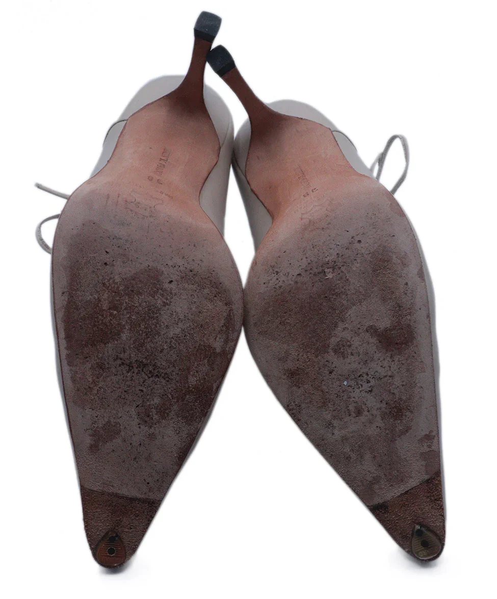 Manolo Blahnik Beige Leather Lace Up Booties sz 8 - Image 5