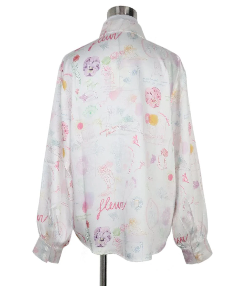 Manoush White & Multicolor Print Blouse sz 4 - Image 3
