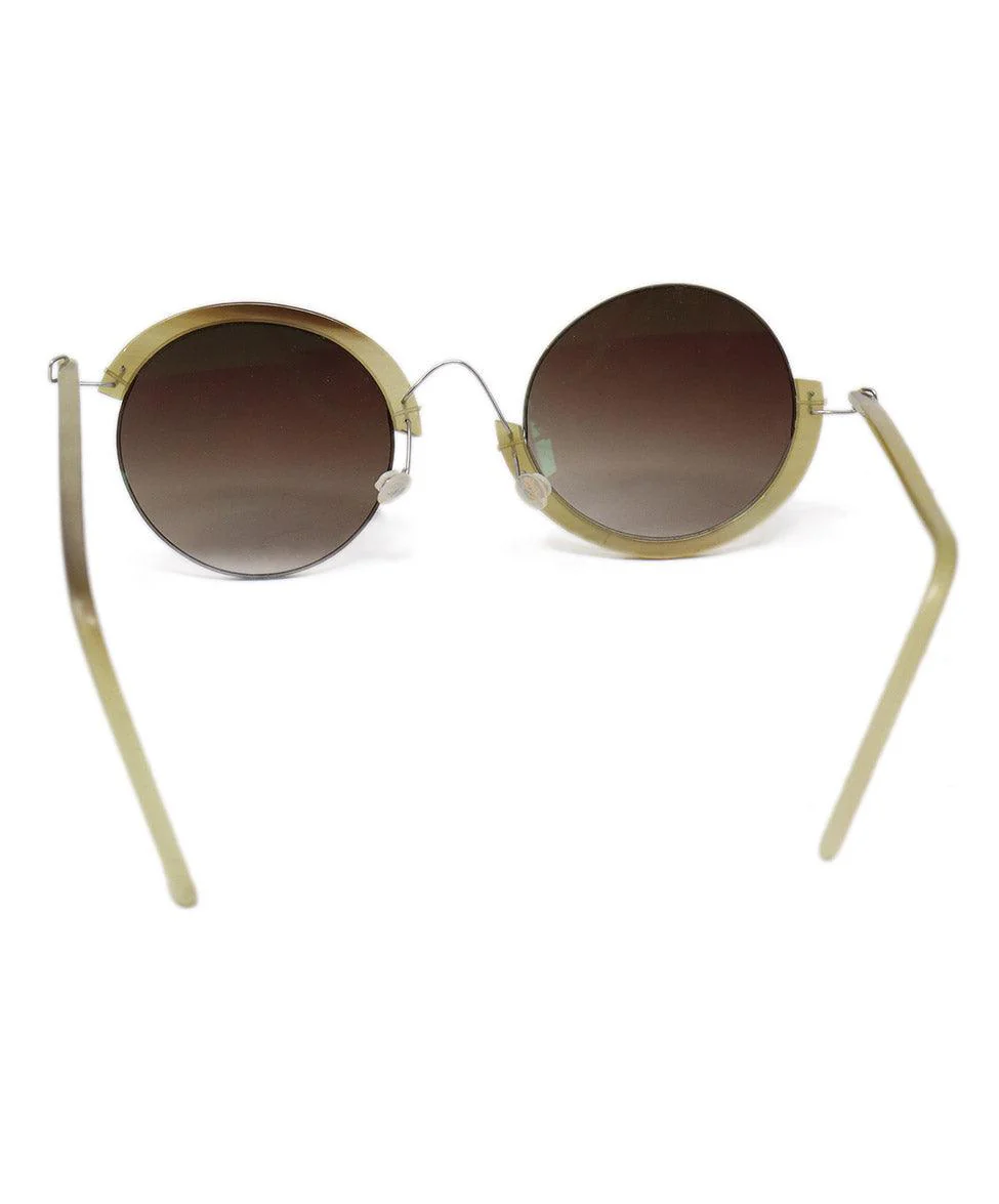 Micromega Brown & Beige Horn Sunglasses - Image 4