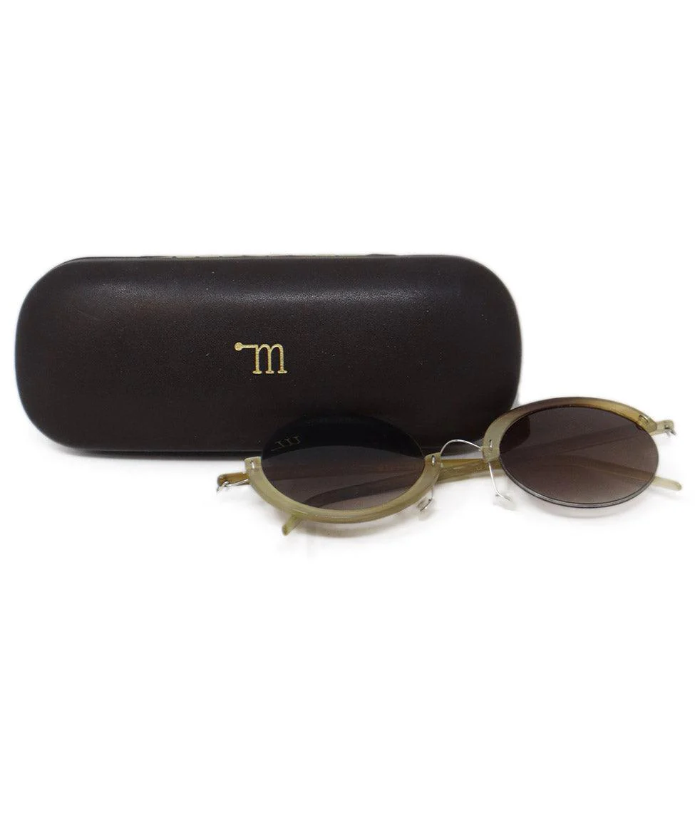 Micromega Brown & Beige Horn Sunglasses - Image 5