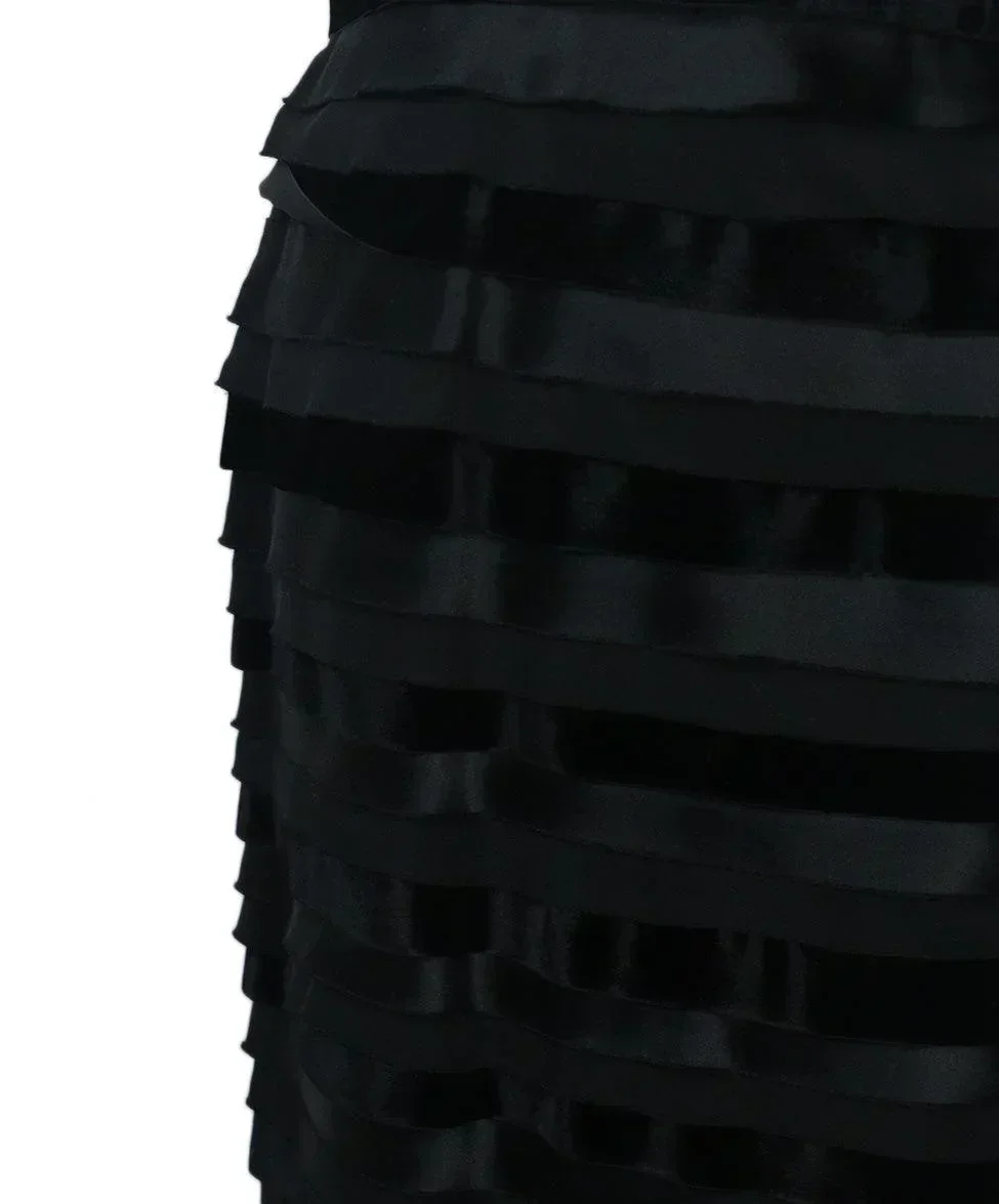 Oscar De La Renta Black Silk & Velvet Skirt sz 8 - Image 6