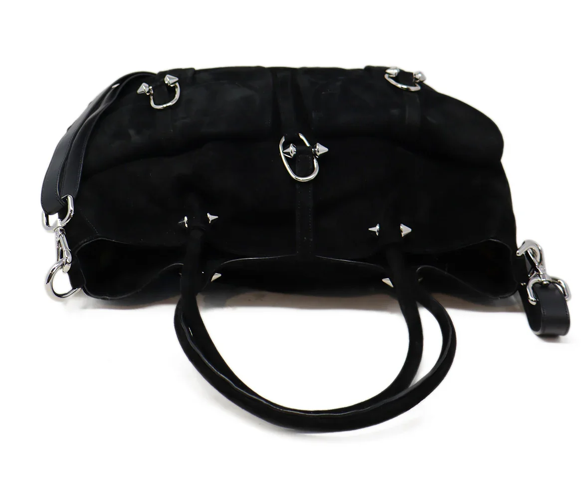 Pellegrino Black Suede Studded Tote - Image 5
